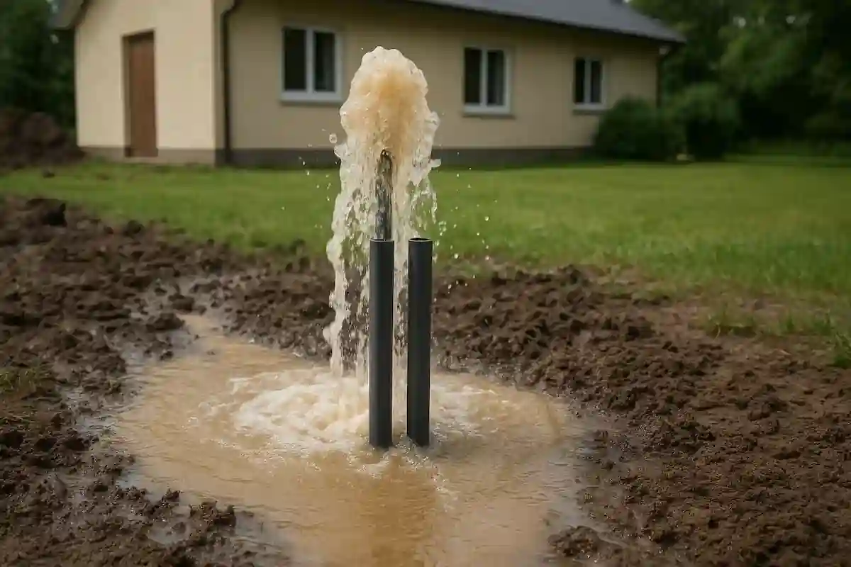 Odwiert pod gruntowy wymiennik ciepła z samowypływem i cementowaniem termocementem