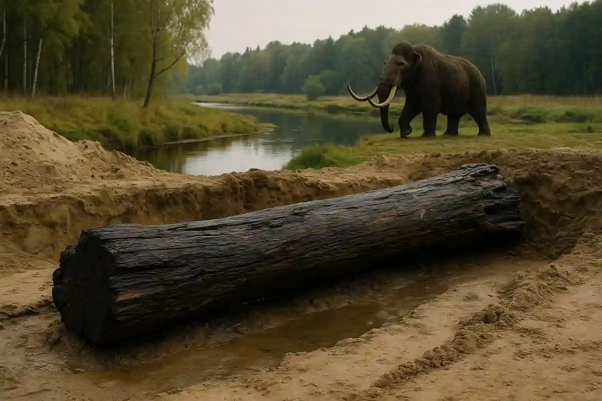 Wiercenie studni głębinowej – w urobku fragmenty czarnego drewna torfowego